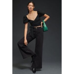 Anthropologie Pilcro Black Wide Leg High Rise Trousers Plus Size 32 NWT